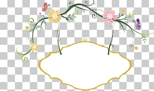Hashtag Eating, Fresh flowers hand-painted border, yellow and pink flowers illustration PNG clipart