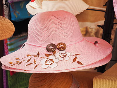 women's pink floral sun hat thumbnail