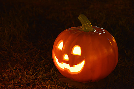 brown Jack-'o-Lantern during nighttime thumbnail