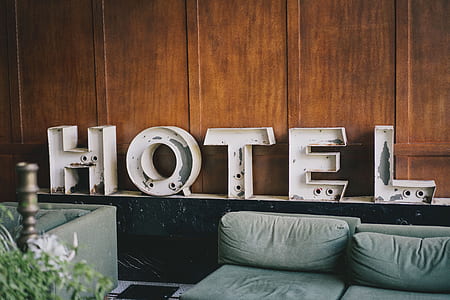 white freenstanding hotel letter on shelf thumbnail