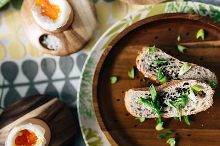 Breakfast served with tea, bread and eggs thumbnail