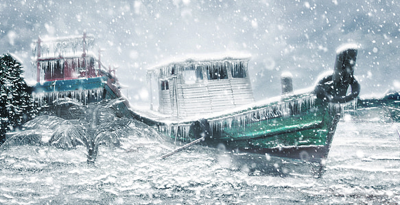 painting of frozen green ship thumbnail