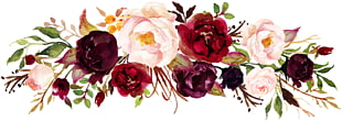 Marsala wine Wedding invitation Flower , watercolor rose, red and pink roses frame PNG clipart
