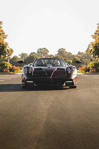 brown Pagani Zonda hypercar on road near trees during daytime thumbnail