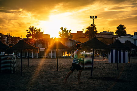 Man Running in the Beach during Sunset thumbnail
