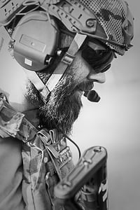 grayscale photo of soldier thumbnail