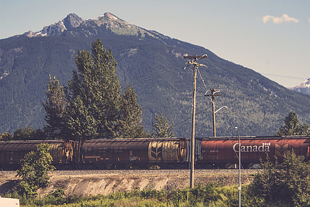 Canada train passing trough poles thumbnail