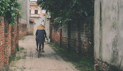 Person Riding Bicycle in the Middle of an Alley thumbnail