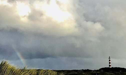 White and Red Lighthouse on Far Right and Rainbow on Far Left thumbnail
