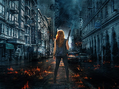 person holding rifle with side by side buildings background thumbnail