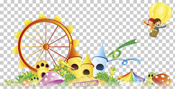 cartoon wall decal drawing cartoon playground hot air balloon cartoon playground background