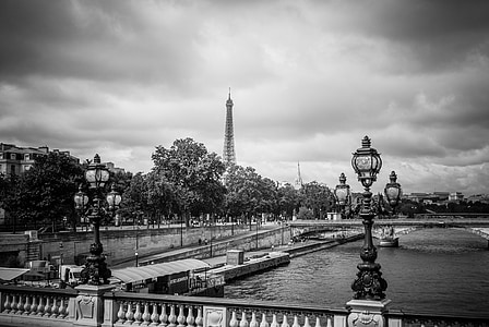grayscale photo of bridge Tokyo Tower thumbnail
