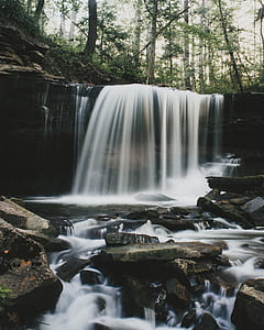 waterfalls surrounded with trees thumbnail