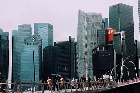 people walking on bridge under white sky during daytime thumbnail