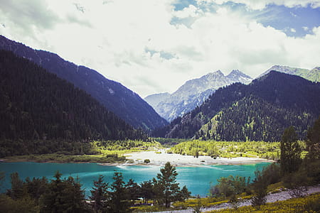Birds Eye View of Lake Surround Mountains thumbnail