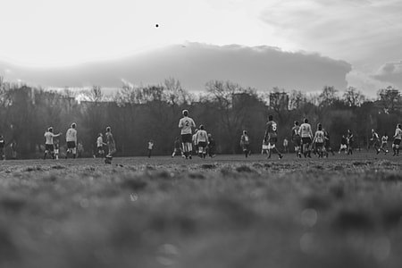 Playing Football Black White thumbnail