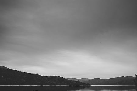 grayscale photo of mountain scenery thumbnail