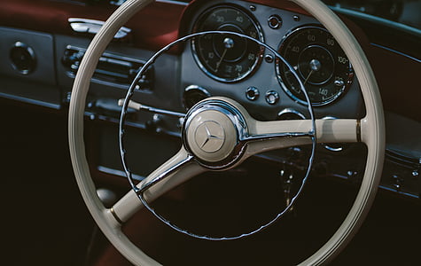 closed-up photo of gray Mercedes-Benz steering wheel thumbnail