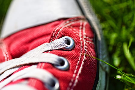 close-up photo of red sneaker thumbnail