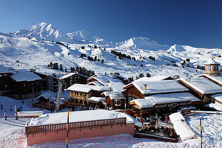 aerial photography of town covered with snow thumbnail