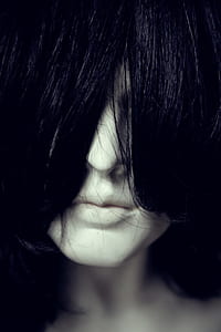 Woman Face Covered With Hair thumbnail