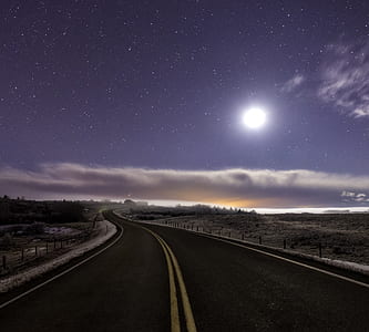 highway leading to dessert during nighttime thumbnail