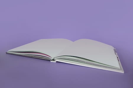 Opened Book on Purple Surface thumbnail