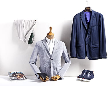 men's white dress shirt and coat thumbnail