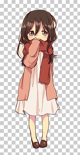 Anime Drawing Brown Hair Girl Winter Girl Black Hair Girl Anime