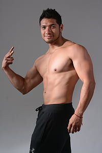 man wearing black bottoms thumbnail