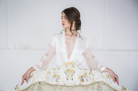 woman wearing white long-sleeved dress thumbnail