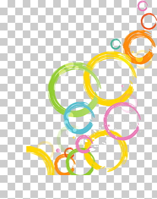 Cartoon, Colorful abstract cartoon circle, yellow, green, and orange bubbles artwork PNG clipart