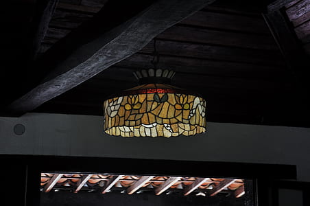 yellow pendant lamp hanging on ceiling thumbnail