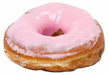 doughnut covered with pink icing thumbnail