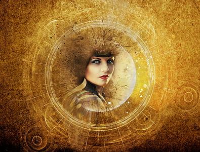 woman's face illustration on brown background thumbnail