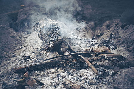 close-up photo of bonfire with smoke thumbnail