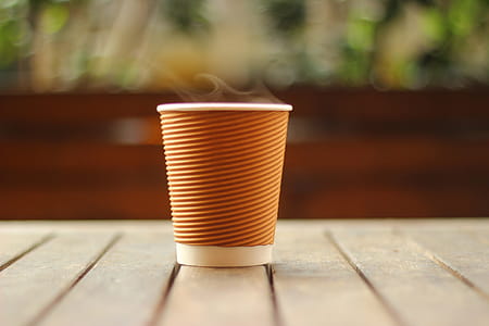 Selective Focus Photo of White and Brown Disposable Cup thumbnail