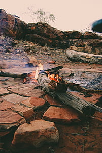 wood fire on rock thumbnail