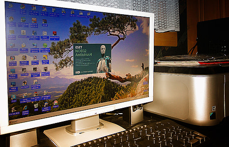 turned-on white flat screen computer monitor thumbnail