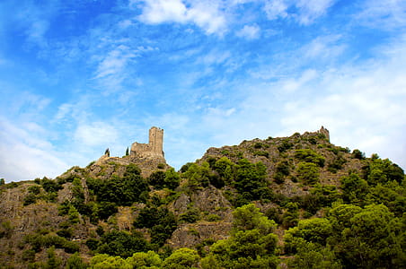 Chateaux de Lastours from Afar - Famous Cathar Castle - Southern France thumbnail