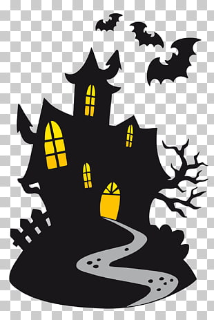 Halloween Cartoon Ghost , Haunted Castle , black vampire castle PNG clipart