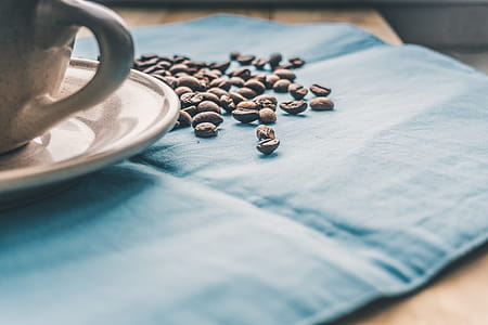 Black Coffee Beans on Blue Textile thumbnail