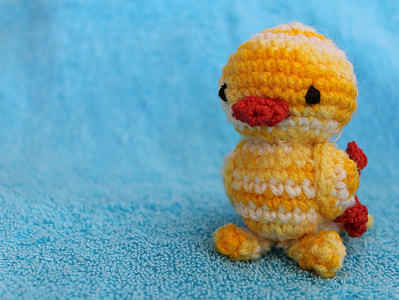 yellow and white chick crochet plush toy close-up photo thumbnail