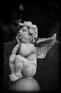 grayscale photography of cherub thumbnail