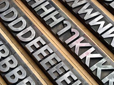 font, lead set, book printing, gutenberg, letters, hand set thumbnail