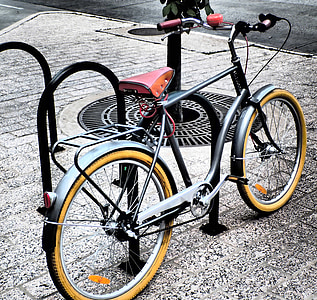 black bicycle parked on side thumbnail
