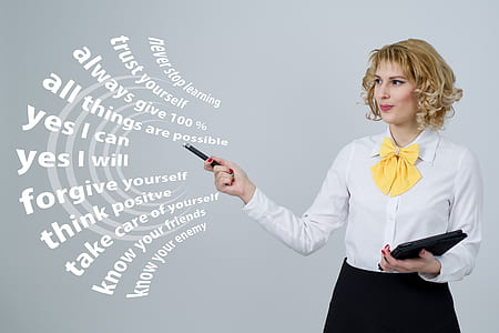 woman wearing white dress shirt with text overlay thumbnail