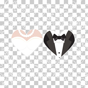 Wedding invitation Bridegroom, Heart-shaped bride and groom background pattern material, couple wedding attire illustration PNG clipart