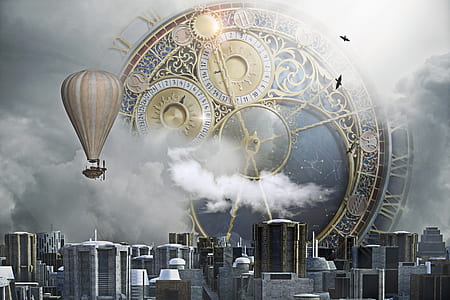 landscape photography of city against clock background thumbnail