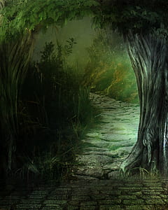 green leafed trees painting thumbnail